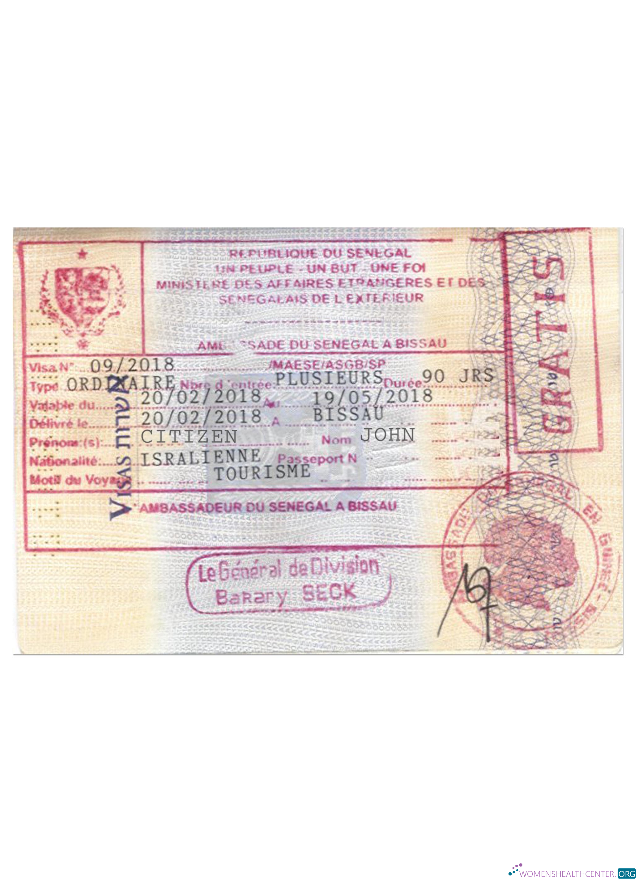 Download SENEGAL stamp visa Photoshop template